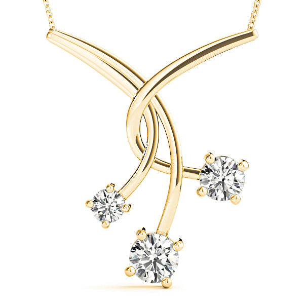 1.00 ctw Graduated Diamond Three Stone Necklace Pendant-VIRABYANI
